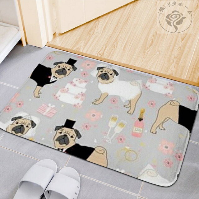 樂天商城 - A014603ラグマット リビングマット　玄関マット カーペットお風呂マット パグ雑貨