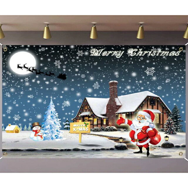 A014741クリスマス装飾背景布 サンタクロースの吊り布 タペストリー 壁掛けタペストリー
