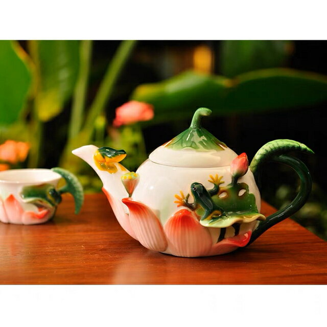 A0149706客茶器揃 湯呑 急須 ポット 茶器セット ティーセット~立体ハス 2