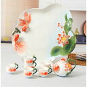 A0149916客茶器揃 茶器セット お茶 陶器 湯呑み 急須茶器セット 金魚タイプ