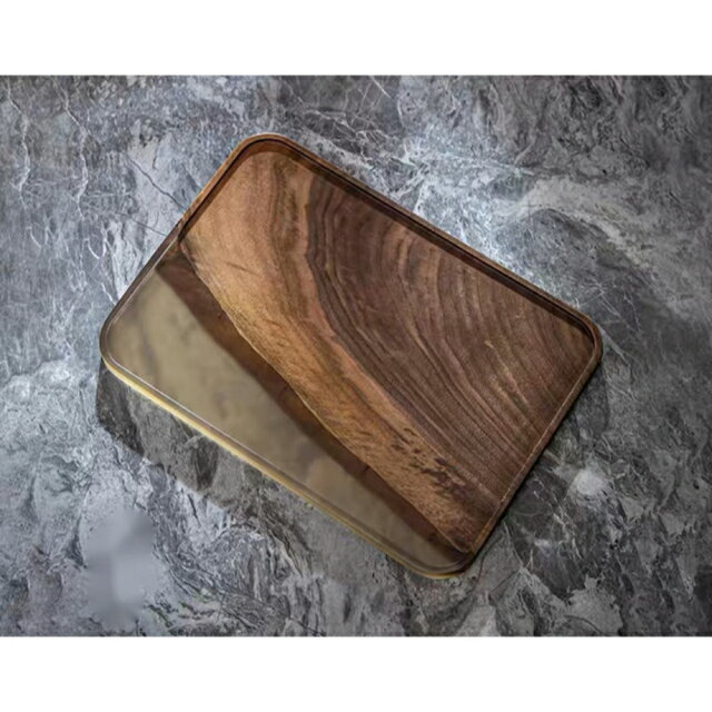 A014994お盆 トレー 樹脂製 木 川 河流おぼん ランチトレイ カフェトレー