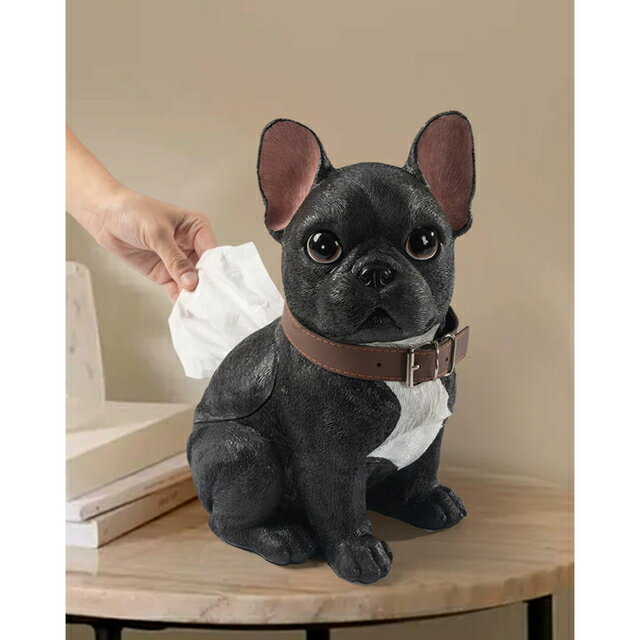 A015055犬の置物 ブルドッグ雑貨 いぬ置物 癒し かわいい 動物 ティッシュケース