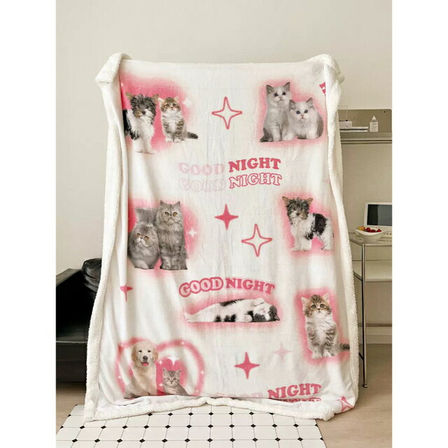 A015096可愛い 毛布 ブランケット ひざ掛け かけ布団100x150 猫柄雑貨