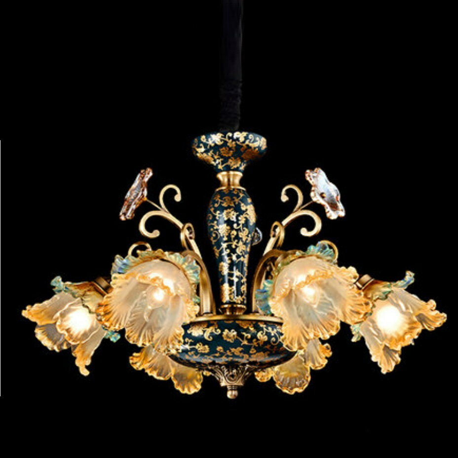 A053144L62-6-2銅.陶器ガラス.ペンダントライト．洋風照明　シャンデリア　北欧デザイン シーリングラ..