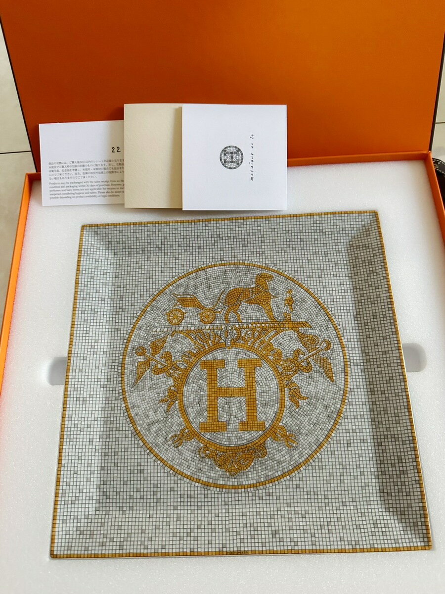 A002709大人気エルメス　HERMES モザイク　ヴァンキャトル　スクエアプレート　ゴ...