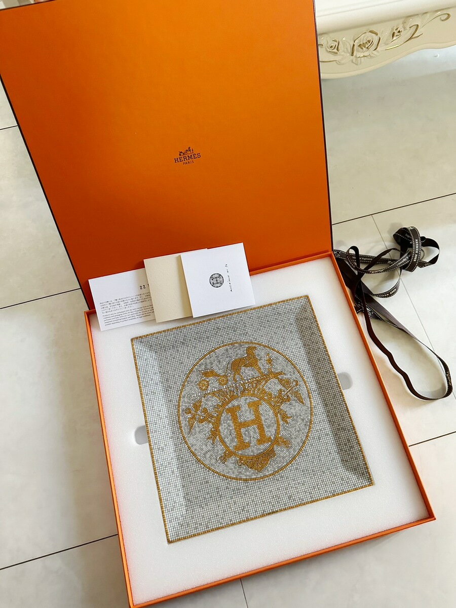 A002709大人気エルメス　HERMES モザイク　ヴァンキャトル　スクエアプレート　ゴ...