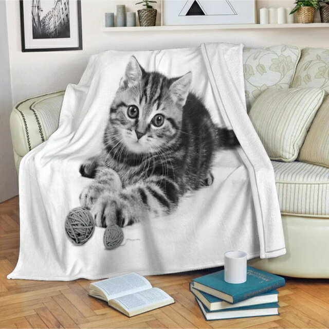 A015127可愛い 毛布 ブランケット ひざ掛け かけ布団140x180 猫柄雑貨