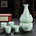 A015448酒器7点セット 陶器 酒燗器付き 徳利 熱燗 冷酒 高級感 清酒用 酒器セット