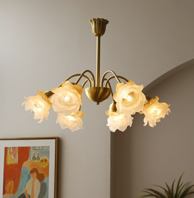 A051021L1銅ペンダントライト 洋風照明　シャンデリア 北欧デザイン 天井照明6灯 電源直結タイプ