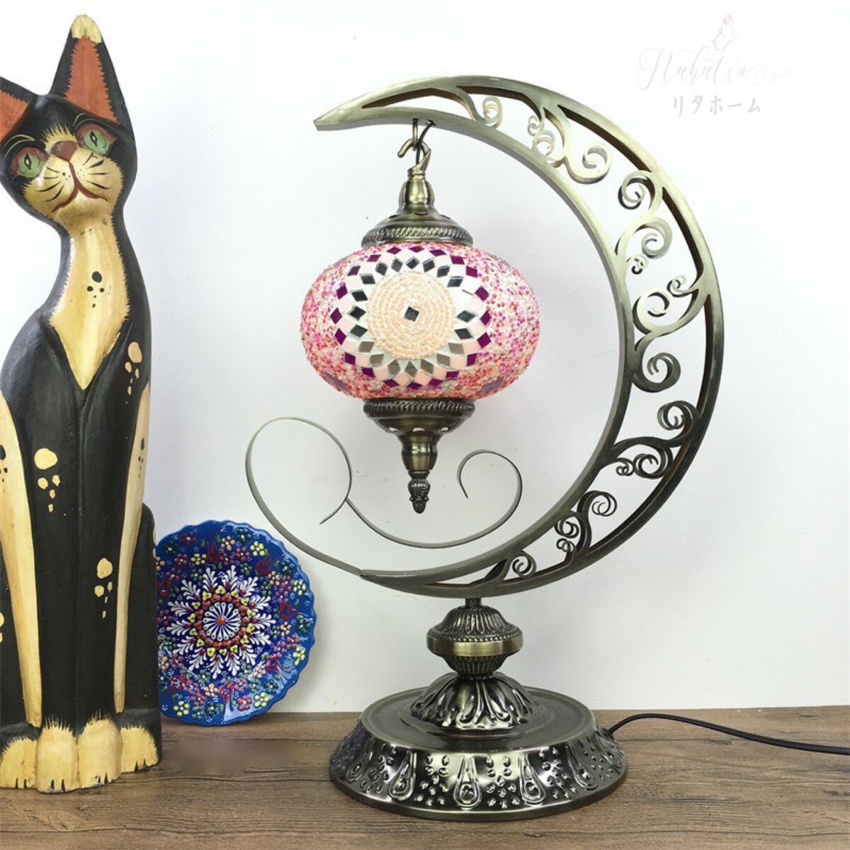 高級感溢れる トルコ風　ステンドグラス　テーブルランプ　照明卓上スタンド 手作り