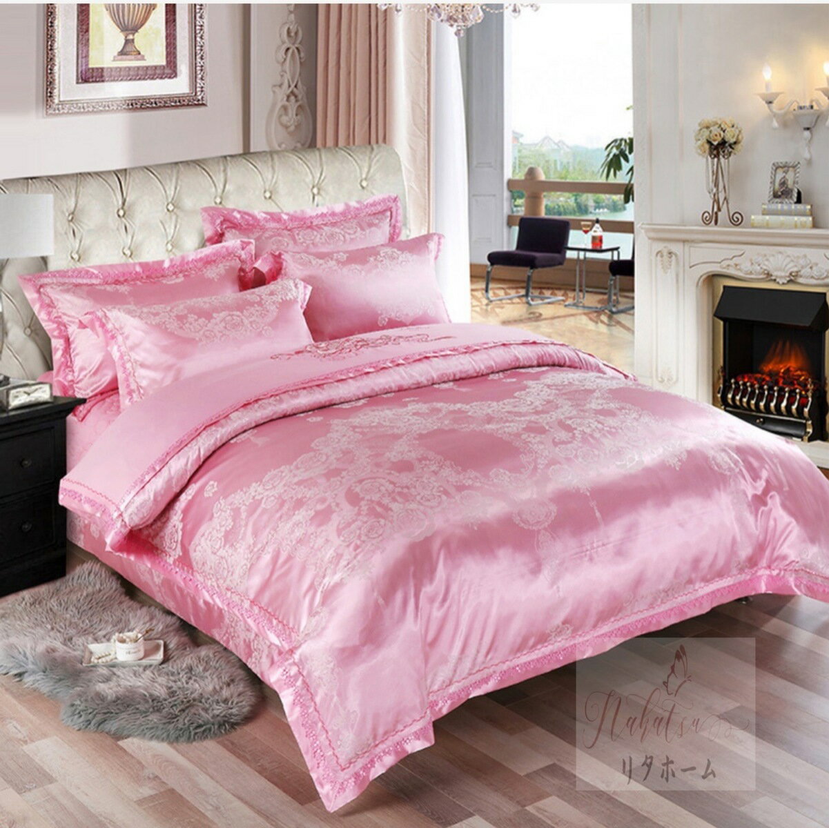 A002015220223高級ワイドダブル ベッド用品4点セット 寝具 ボックスシーツ 枕カバー掛け布団カバー ベッドカバー