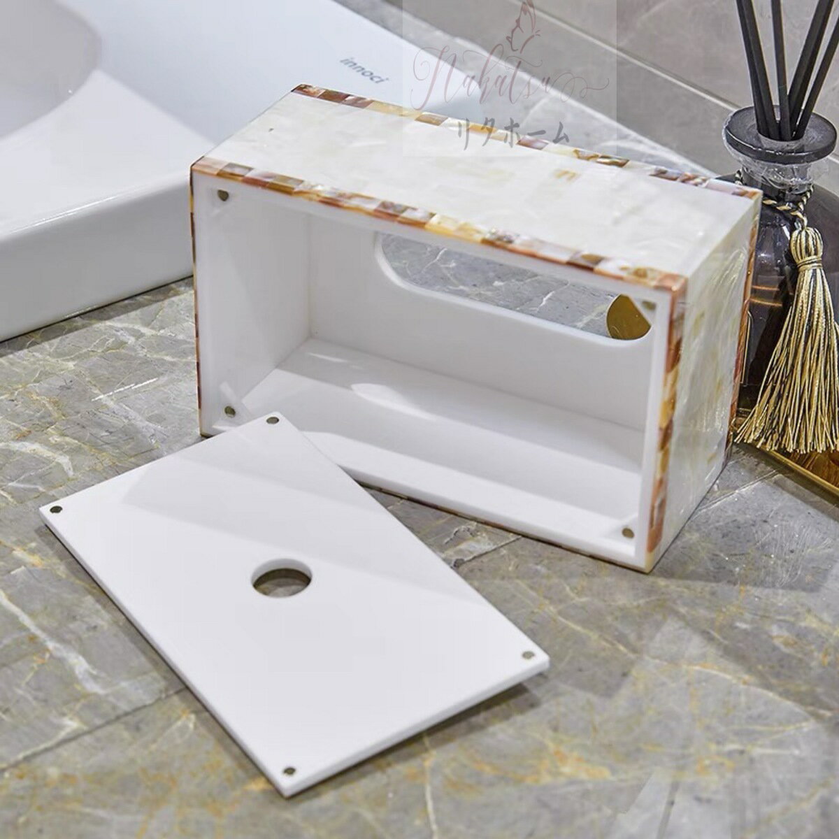 A051074高級感のある .ティッシュケース 貝入れ ティッシュボックス [2]