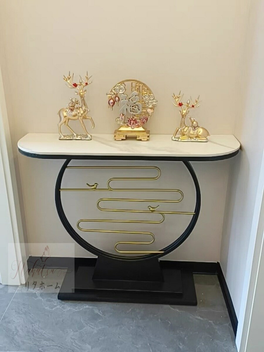 A002056高級サイドテーブル 人造大理石コンソールテーブル 玄関テーブル 花台 電話台