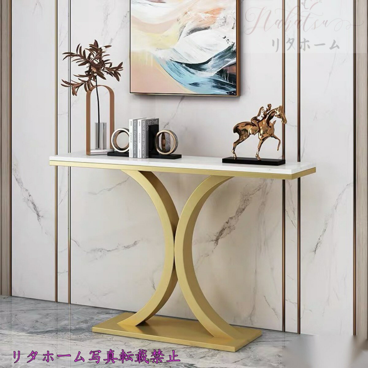 A010218高級人造大理石サイドテーブル .コンソールテーブル 玄関テーブル 花台 電話台 アンティーク調デザイン 幅80cm