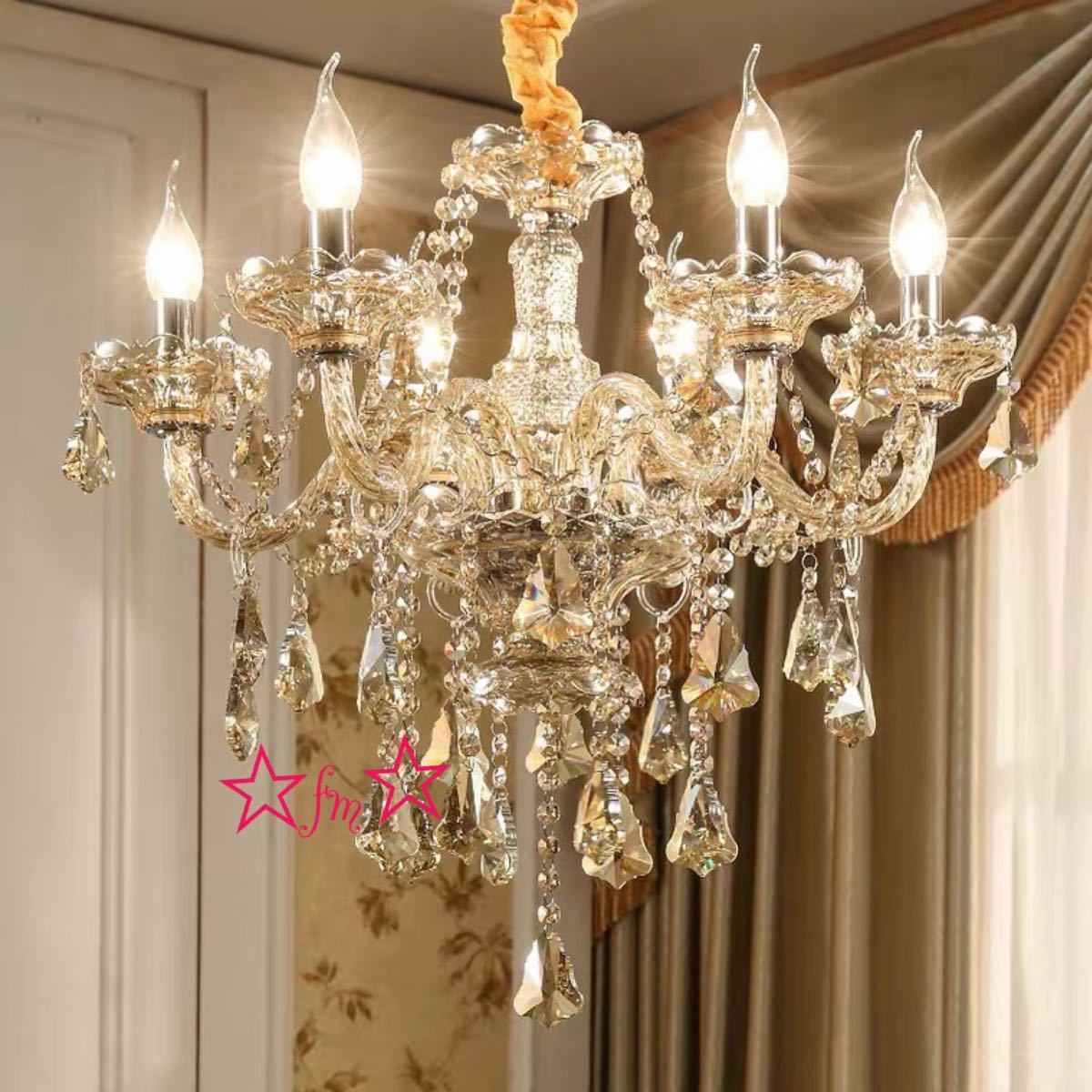 Chandeliers - A049029高級水晶ペンダントライト ．洋風照明シャンデリア北欧デザイン 天井照明 6灯 電源直結タイプ