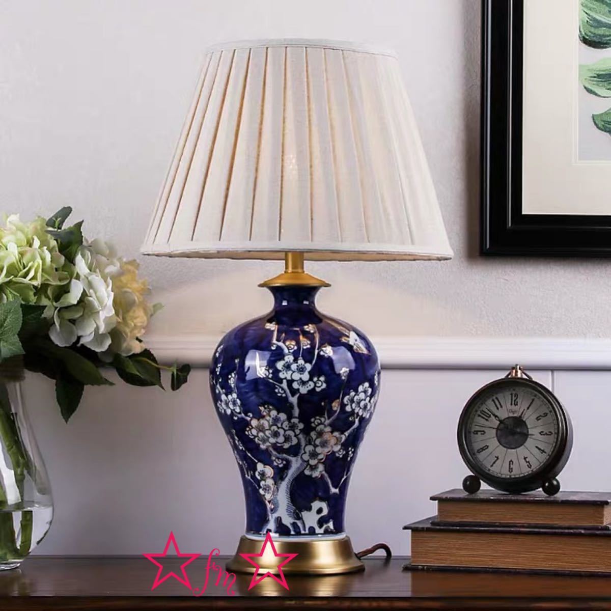 A000169大型照明スタンドライト テーブルランプ デスクライト． 高級陶器卓上ステンド 高さ62cm