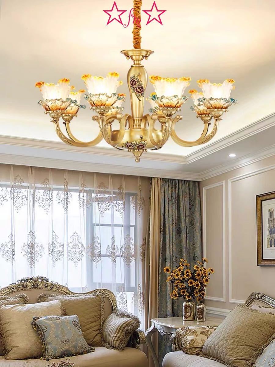 A049145高級純銅ペンダントライト．洋風照明．シャンデリア．北欧デザイン 天井照明 8灯 電源直結タイプ