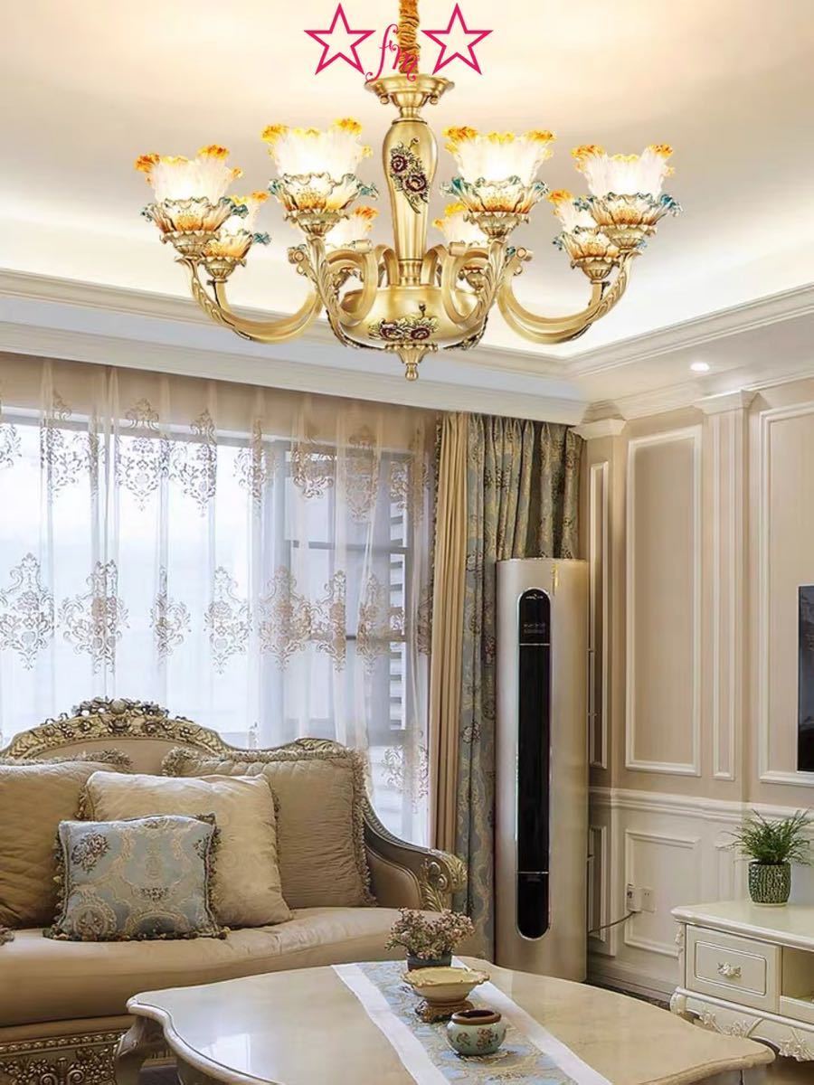 A049145高級純銅ペンダントライト.洋風照明.シャンデリア.北欧デザイン 天井照明 8灯 電源直結タイプ [2]