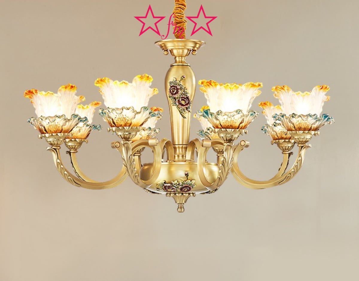 A049145高級純銅ペンダントライト.洋風照明.シャンデリア.北欧デザイン 天井照明 8灯 電源直結タイプ [3]