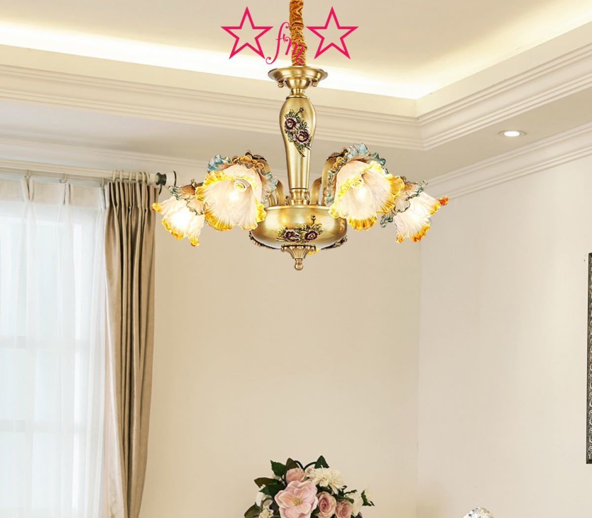 A049147高級純銅ペンダントライト．洋風照明．シャンデリア．北欧デザイン 天井照明 5灯 電源直結タイプ