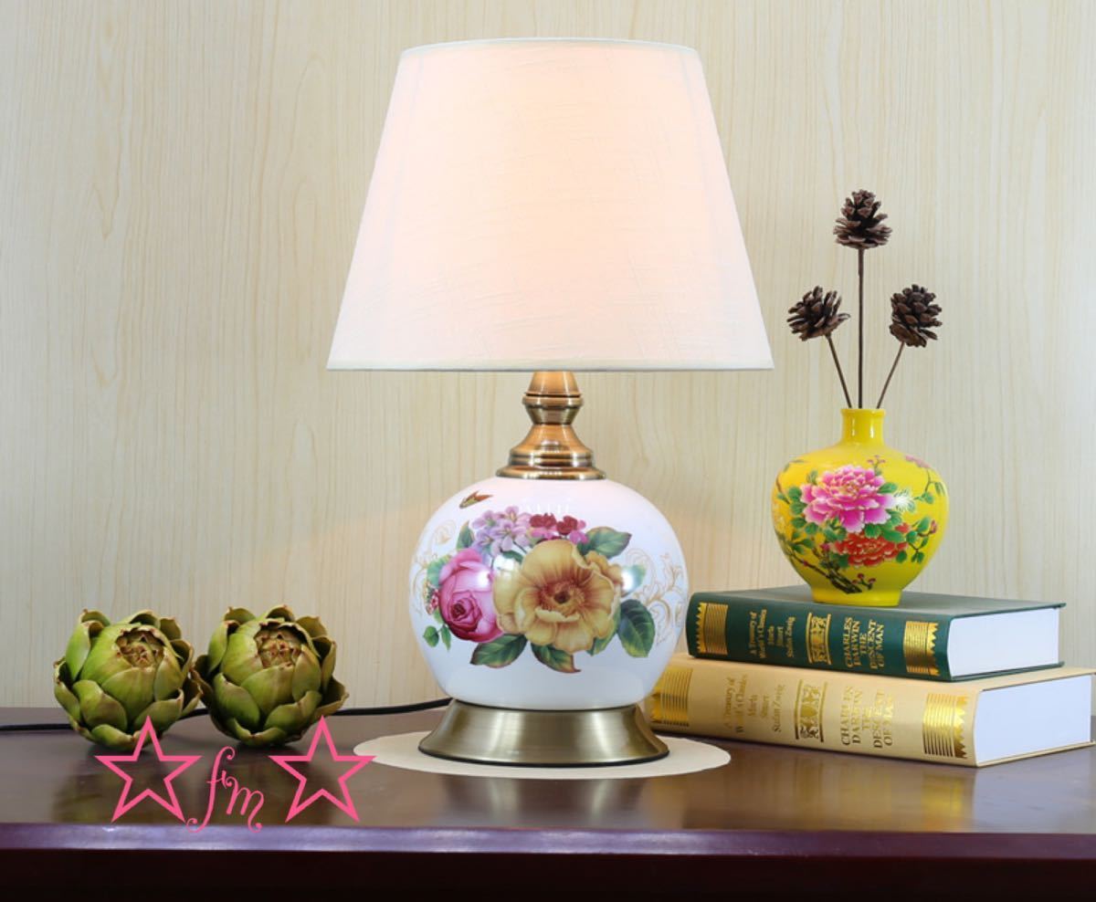 照明スタンドライト ．テーブルランプ デスクライト 卓上ステンド 高級陶器スタンド