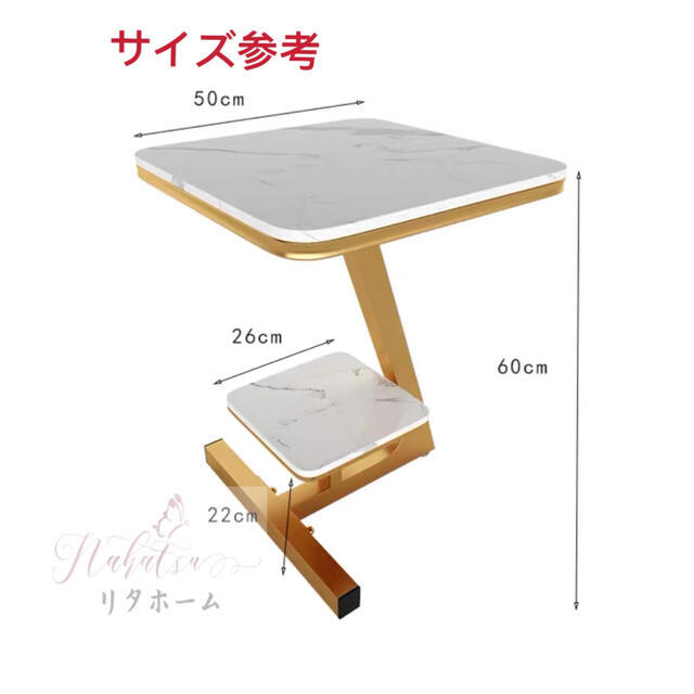 サイドテーブル ソファーナイトテーブル 人造大理石柄飾り台 2