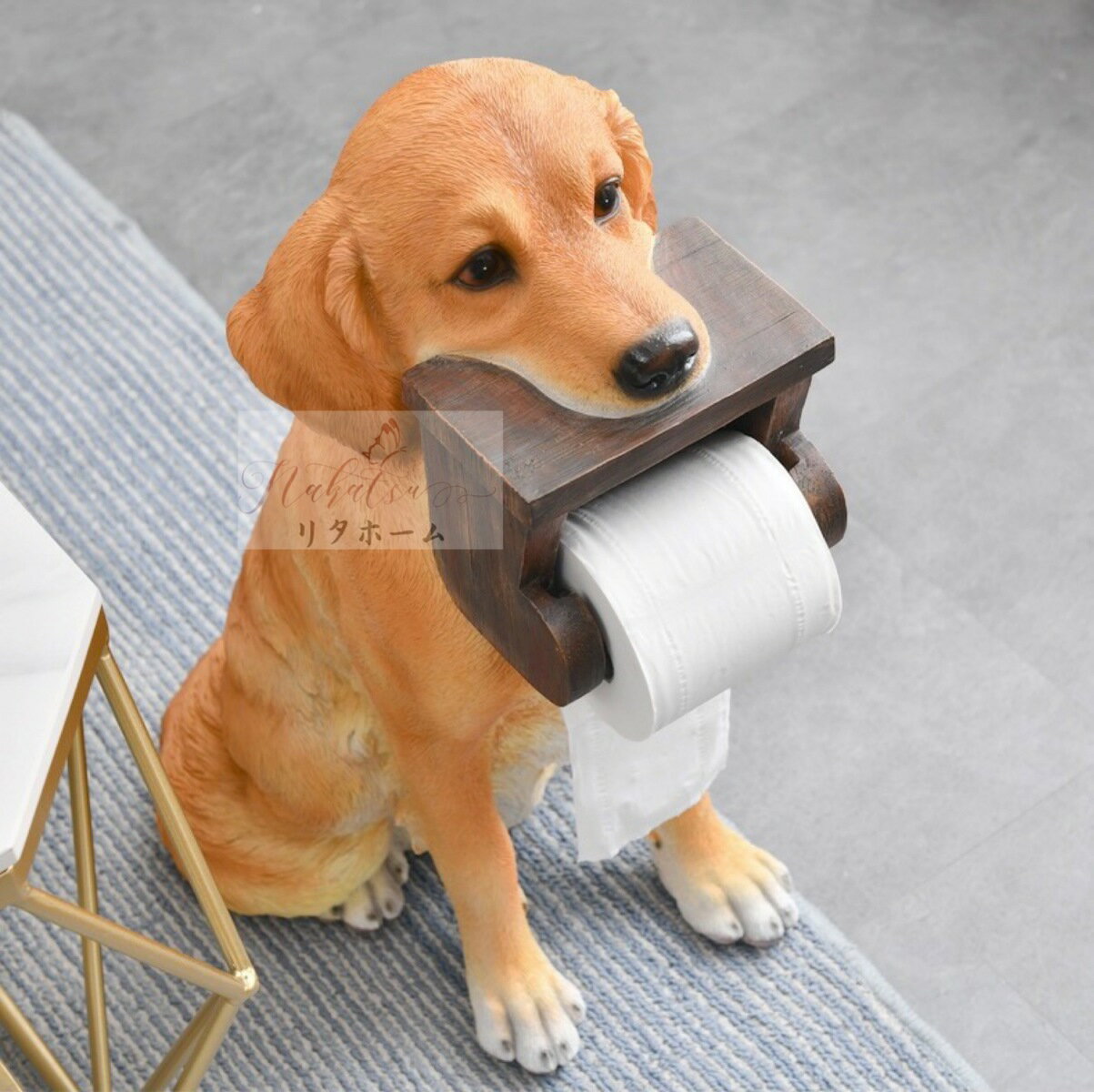 A000436ペーパーホルダー インテリア雑貨 ティッシュケース 置き物 ゴールデンレトリバー [2]