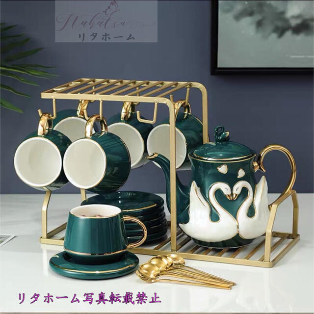 A000456西洋ティーコーヒーカップセット カップ＆ソーサー6客セット陶磁器ティーセット