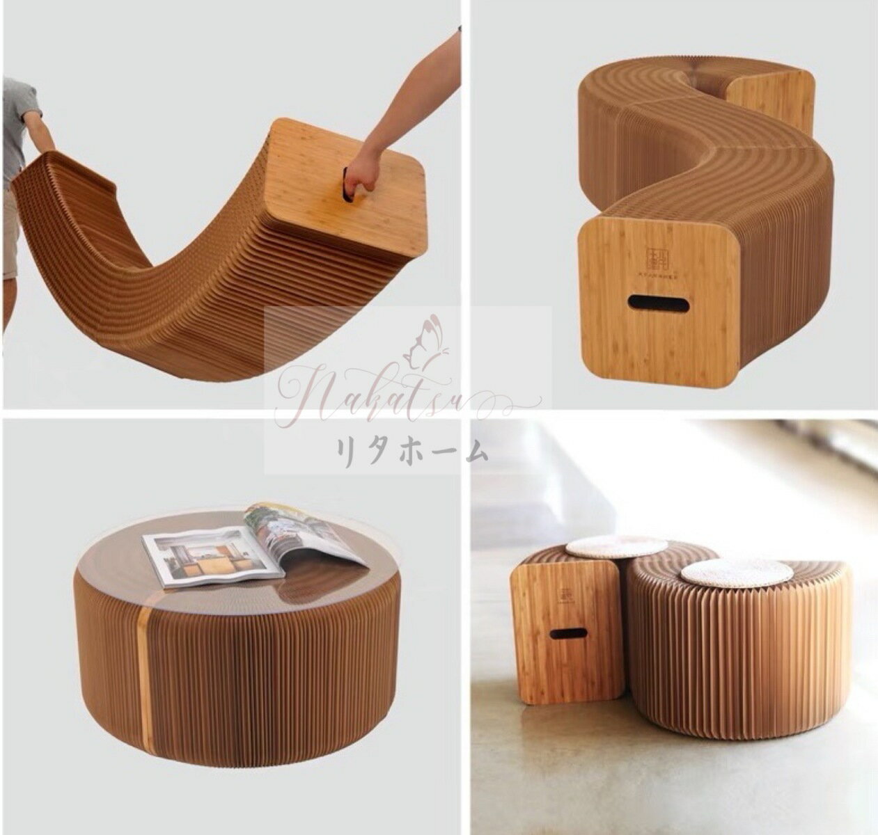 A000733INS世界で人気な椅子 竹製 肉厚座面 北欧伸縮イス椅子 折り畳み 綺麗