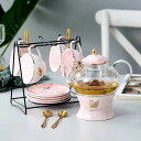 A049376ティー・コーヒーカップセット カップ&ソーサー4客セット 陶器 姫系雑貨