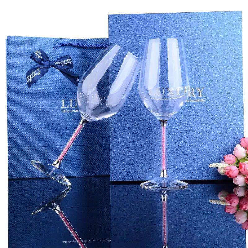 A000965ワイングラス ペア★レア 2点シャンパン グラス ピンク