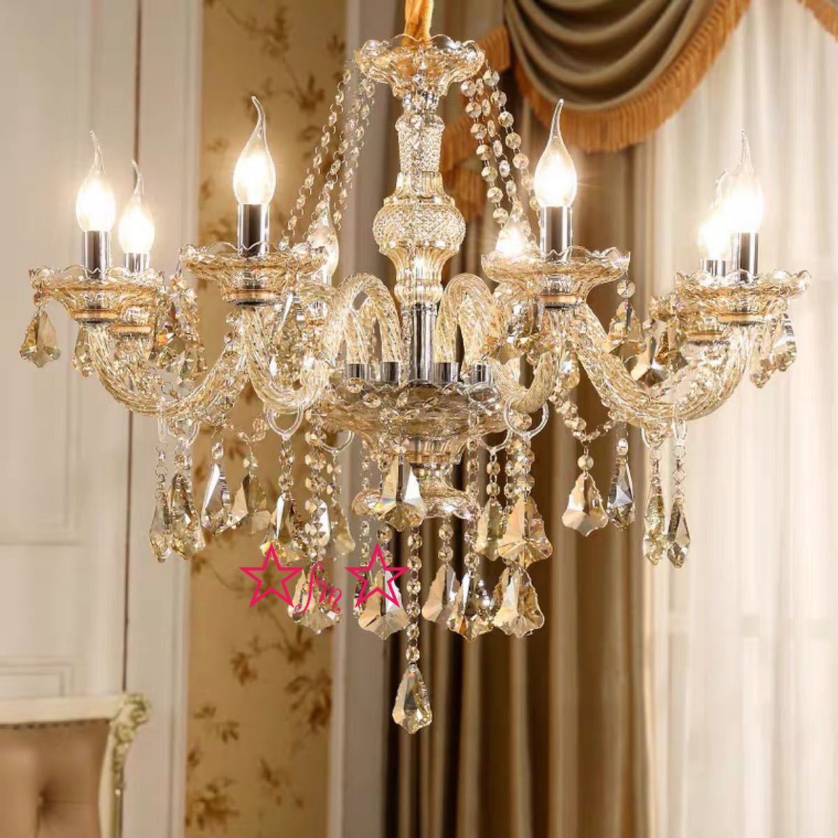 Chandeliers - A049028高級水晶ペンダントライト 洋風照明シャンデリア北欧デザイン 天井照明 8灯 電源直結タイプ