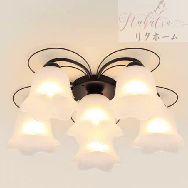 A049428北欧風 洋風照明　シャンデリア　 天井照明 ベッドルーム 照明 6灯 電源直結タイプ