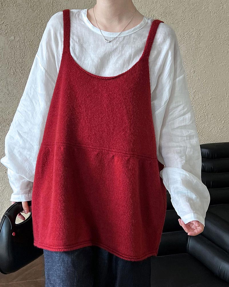 楽天市場】ニット ビスチェ（カラーレッド）（レディースファッション