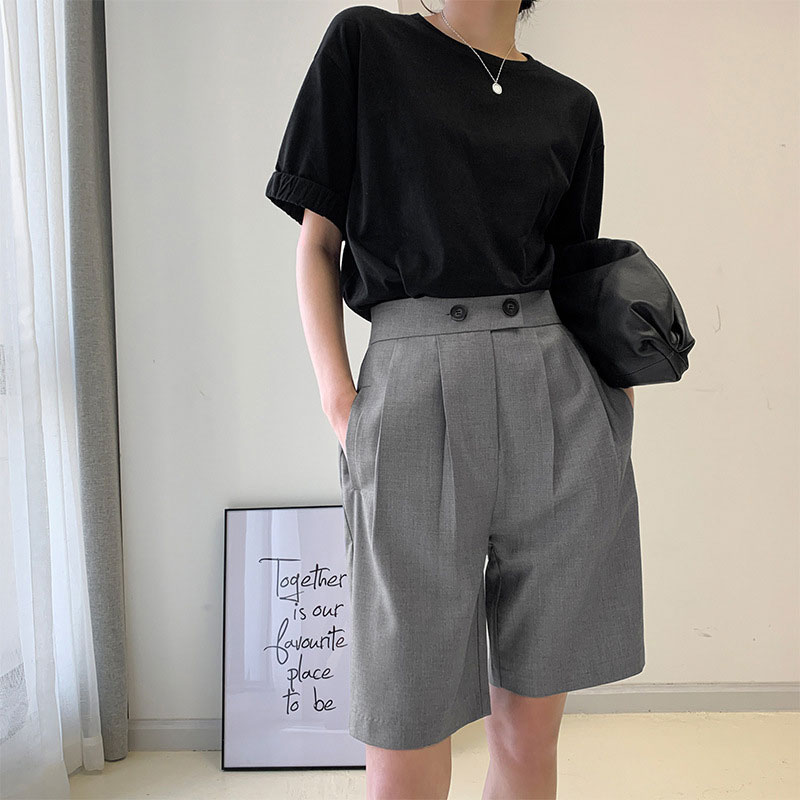 ハーフパンツ パンツ 夏 レディース ショートパンツ ワイドパンツ タック パンツスーツ 半ズボン 短パン サマーパンツ ハーフ丈 体型カバー 涼しい 普段着 ボトムス ショーパン 膝上 ひざ上 ハイウエスト ワイド ゆったり ポケット付き 無地 着痩せ 可愛い 楽ちん 大人 通勤 3