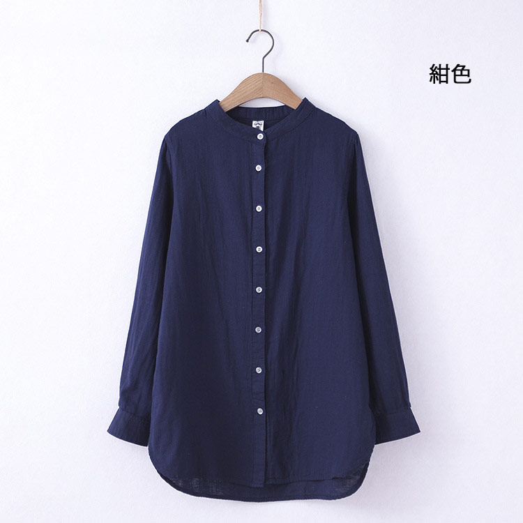 【即納】ガーゼ シャツ レディース ガーゼシャツ チュニック スタンドカラー レディース トップス 長袖 長袖シャツ ブラウス 長袖チュニック 立ち襟 チュニックシャツ チェック柄 無地 綿100% 白シャツ ロングシャツ シャツブラウス