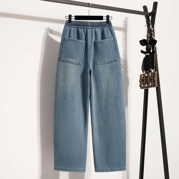 デニムパンツ 裏起毛 ワイドパンツ レディース 秋冬 カーブパンツ ワイド デニム パンツ 無地 ハイウエスト ポケット付き ロングパンツ 暖かい 防寒 体型カバー 裏起毛パンツ ボトムス 通勤 秋 冬 オフィス 厚手 ジーンズ ジーパン 下着 大人 美脚 裏ボア 脚長 30代 40代 ritastore-10001058 RITAストア サンプル画像3
