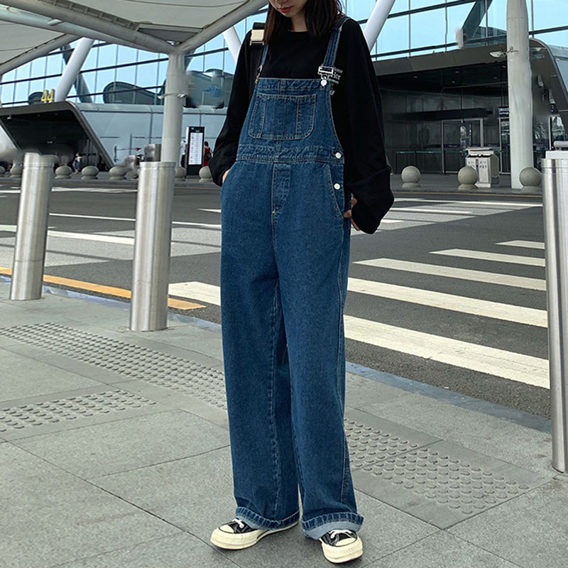 RITAストアのオールインワン デニムサロペット パンツ デニム サロペットパンツ レディース サロペ ワイドパンツ デニムパンツ ワイド ボトム ロング パンツ レイヤード ストレート 体型カバー ゆったり 春 夏 秋 重ね着 美脚 ポケット オーバーオール ジーンズ オシャレ 可愛い 通勤｜アングル3