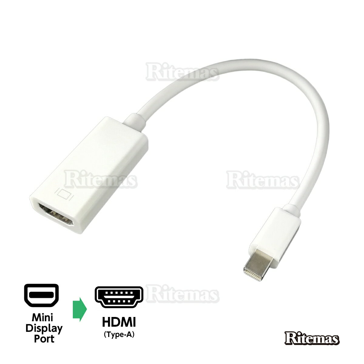 Mini DisplayPort MiniDP HDMI 変換アダプタ コネクタ ミニディスプレイポート 変換 接続 中継 配線 コ..