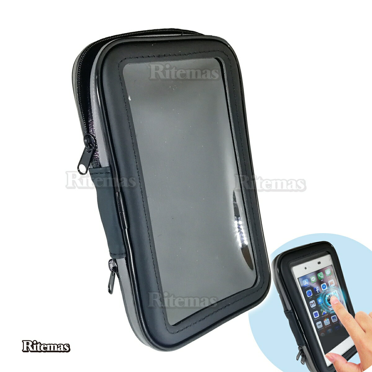 防水 防塵 スマホホルダー 防水ケース 防水ホルダー 自転車 スマホ バイク バイクホルダー スマートフォン タッチ操作可能 強力固定 スマートフォンホルダー 自転車ホルダー ナビ バイクナビ 携帯ホルダー ロードバイク 6.0インチ 黒