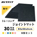 RITFIT ゴム製ジョイントマット 50*50*3cm 6枚セット 大判トレーニングマット 衝撃吸収 防音 ホームジムマット 高密度 厚さ3cm 床傷防止 エクササイズマット