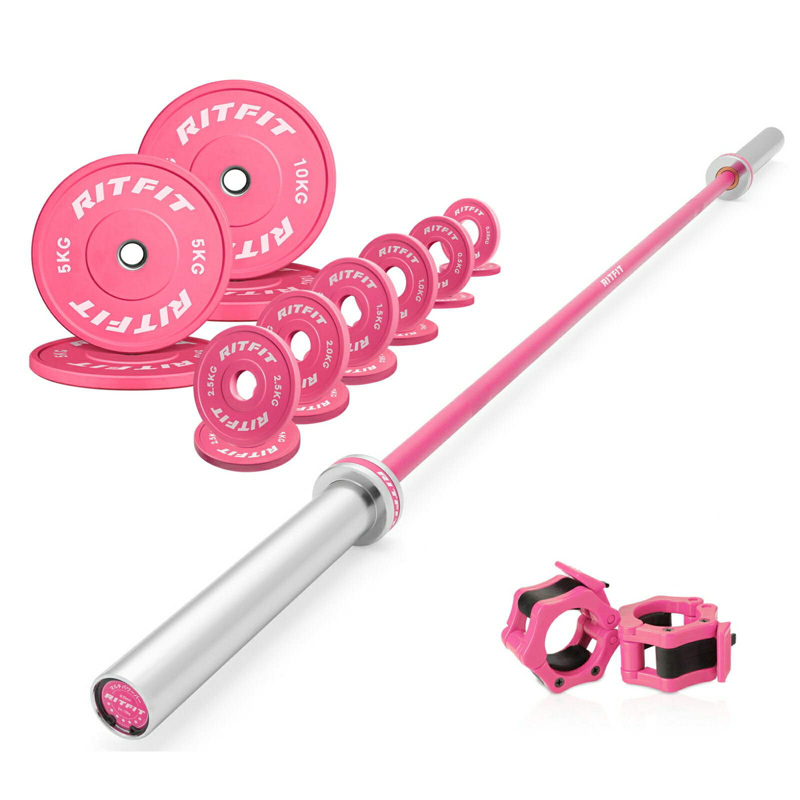 RITFIT オリンピック バーベルセット ベンチプレス ダンベルセット トレーニングバー+バンパープレートセット 直径50mm デッドリフト ウェイトリフティ...