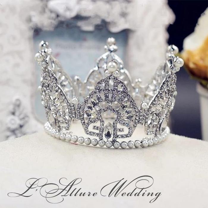 ウェディング ティアラ クラウン 二次会 パーティー ブライダル 上品 パール きらきら TIARA スワロクリスタルティアラ クラウン 真珠クラウン 花嫁ティアラ 王冠