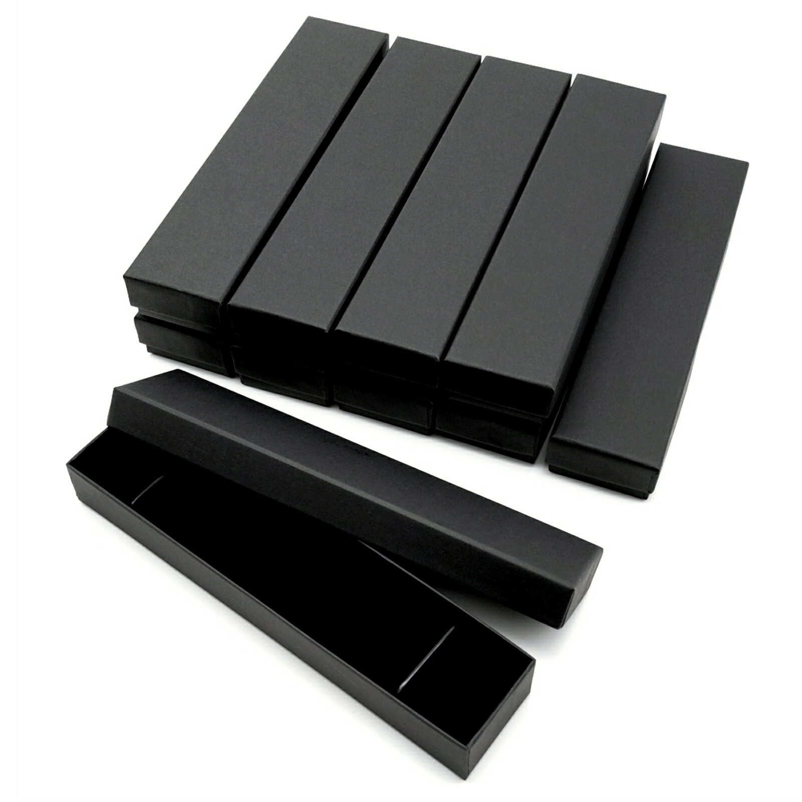 乐天商城 - ギフトボックス 22x5x3cm 長方形 アクセサリー クラフト紙 ラッピング 箱 10個セット (ブラック)