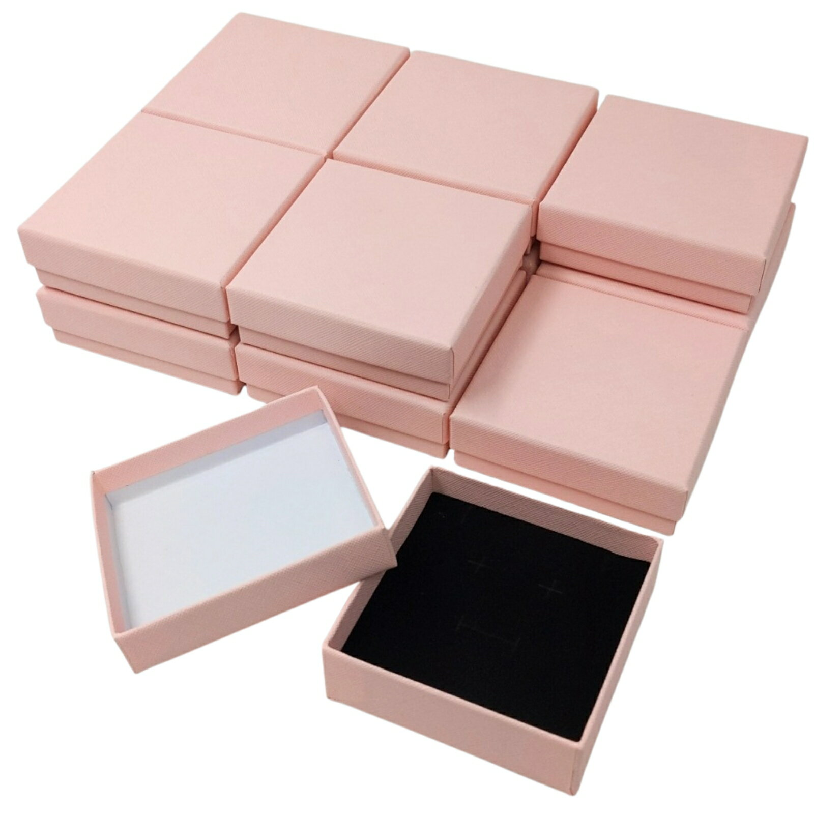 乐天商城 - ギフトボックス 12個セット 9×9×3cm 正方形 アクセサリー ギフトケース 梱包用 ラッピング 小箱 エンボス加工 ピンク
