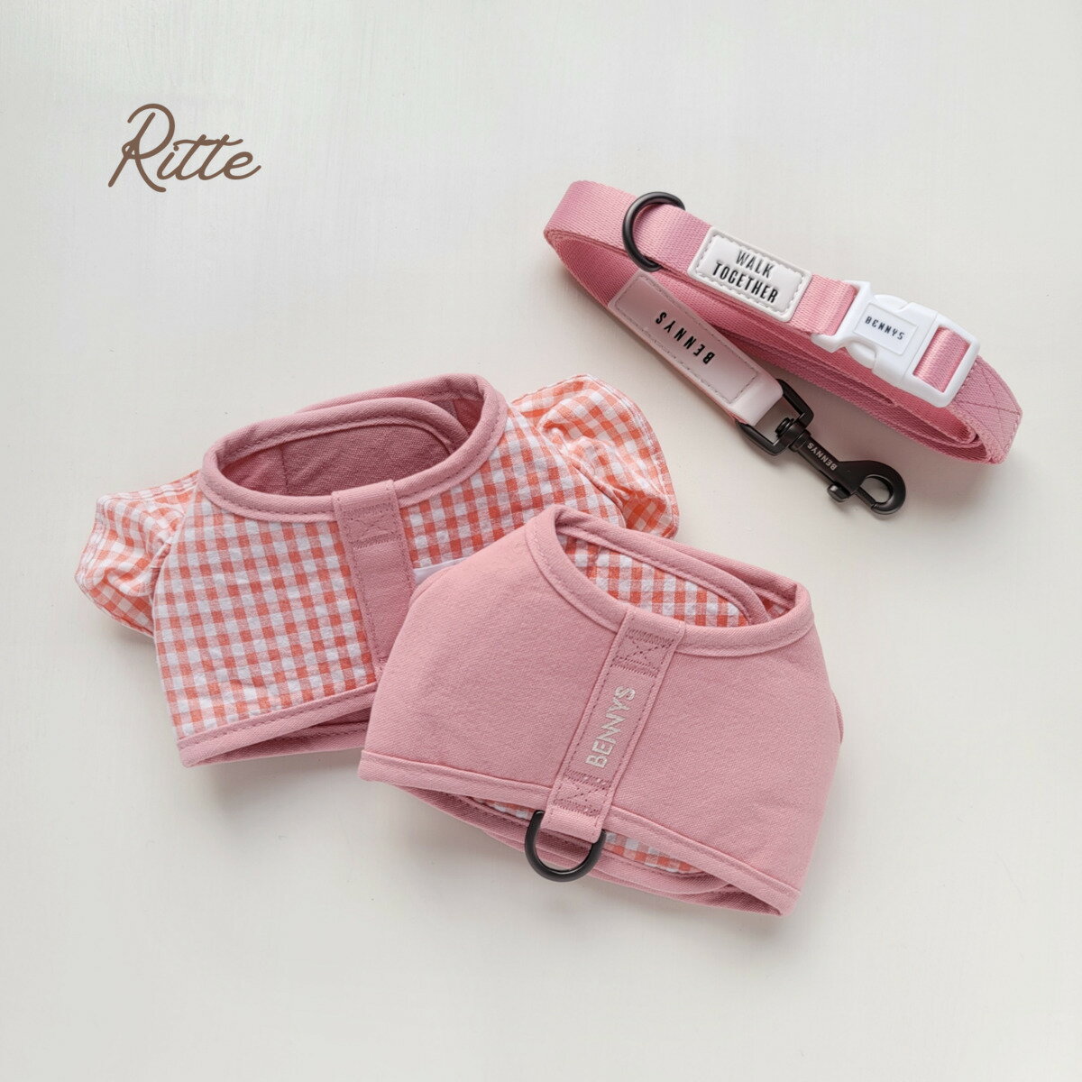 リバーシブルハーネス リード ピンク ドッグウェア 犬服 犬 小型犬 ハーネス リバーシブル 散歩 ひも ..