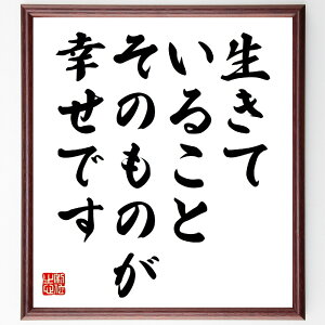 名言「生きていることそのものが幸せです」手書き書道色紙額/受注後の毛筆直筆(幸せ 生きる意味 人生の価値 感謝 ポジティブ思考 幸福論 心の健康 自己肯定感 人生哲学 精神的豊かさ 名言 格言 座右の銘 プレゼント 贈り物 お祝い 偉人 ク~