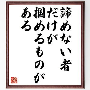 名言「諦めない者だけが、掴めるものがある」手書き書道色紙額/受注後の毛筆直筆(努力 忍耐 成功 挑戦 目標達成 自己啓発 信念 希望 成長 勝利 名言 格言 座右の銘 プレゼント 贈り物 お祝い 偉人 グッズ 心に響く 短い アニメ 壁掛け ~