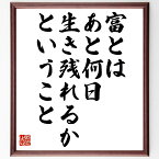 バックミンスター・フラーの名言「富とは、あと何日生き残れるかということ」額付き書道色紙／受注後直筆（バックミンスター・フラー 名言 偉人 座右の銘 壁掛け 贈り物 プレゼント 故事成語 諺 格言 有名人 人気 おすすめ）