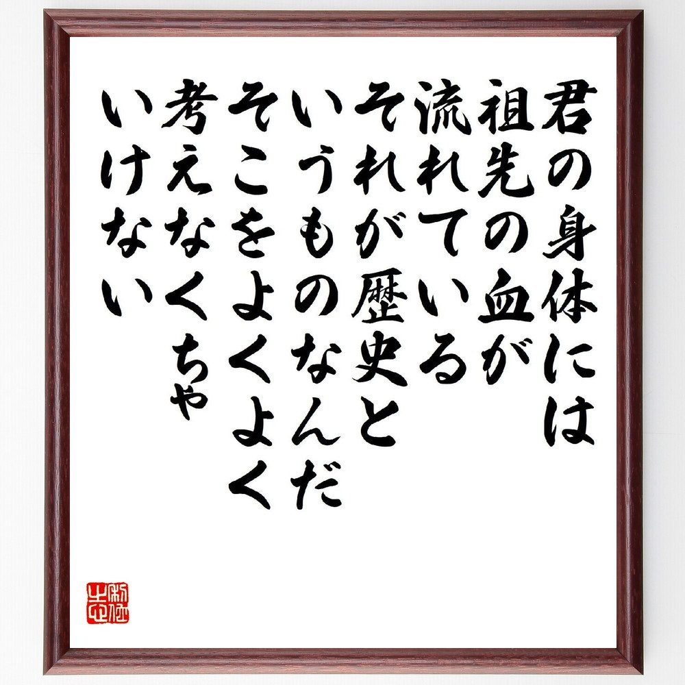 名言「君の身体には祖先の血が流れている、それが歴史というものなんだ、そこをよくよく考えなくちゃいけな ...